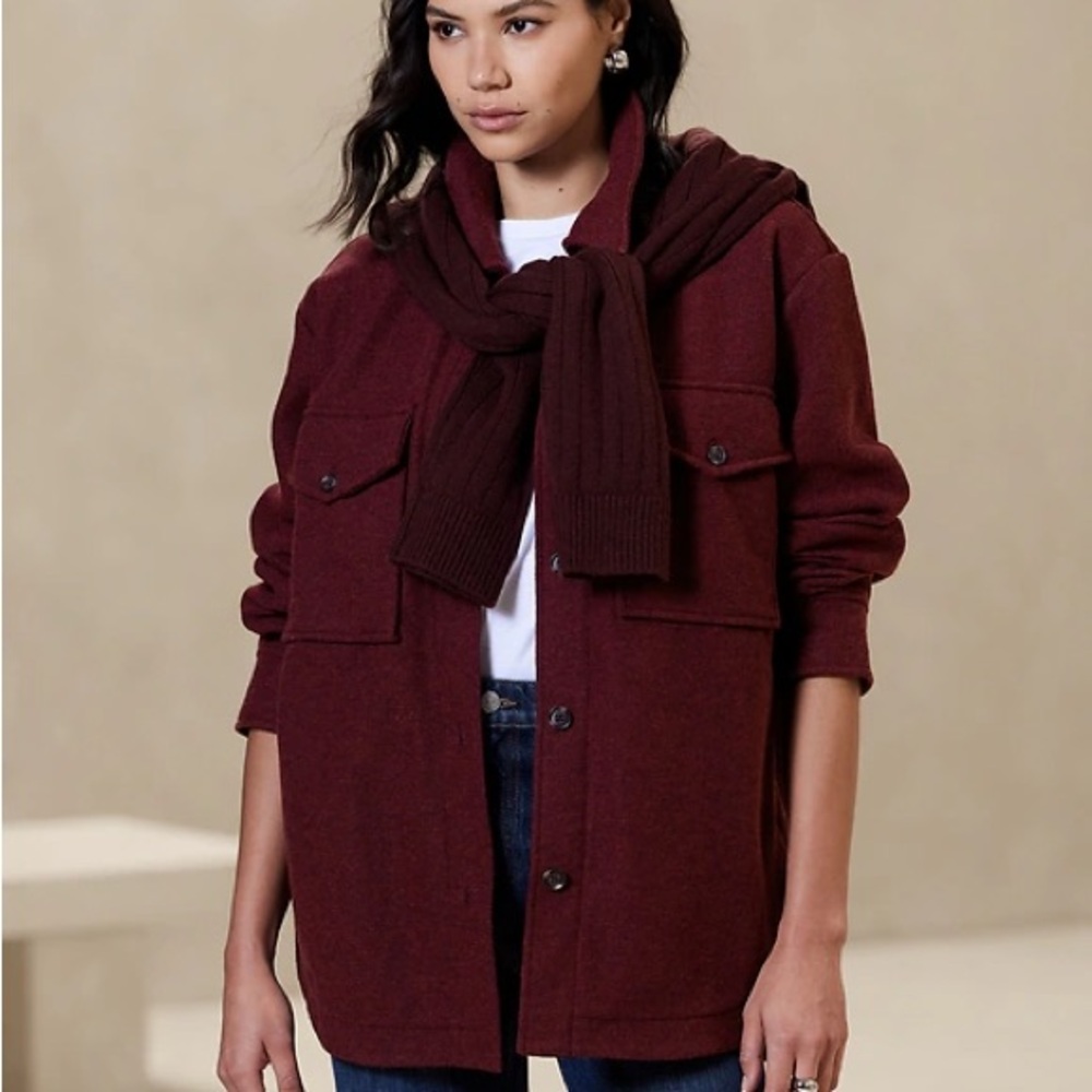 Maroon Button-Up Jacket - image 1